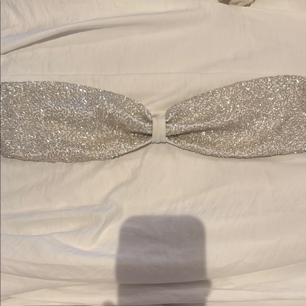 Sequin Silver Bikini Top
